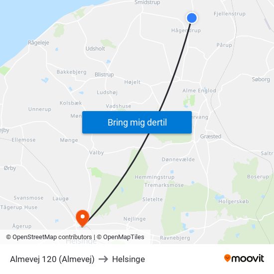 Almevej 120 (Almevej) to Helsinge map