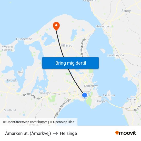 Åmarken St. (Åmarkvej) to Helsinge map