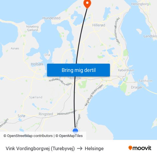 Vink Vordingborgvej (Turebyvej) to Helsinge map