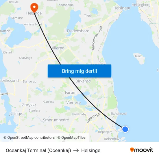 Oceankaj Terminal (Oceankaj) to Helsinge map