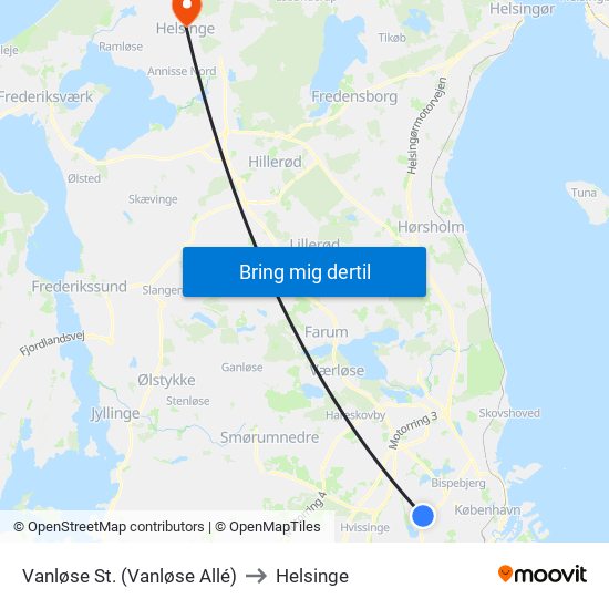 Vanløse St. (Vanløse Allé) to Helsinge map