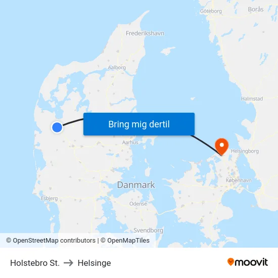 Holstebro St. to Helsinge map