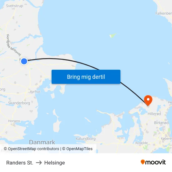 Randers St. to Helsinge map