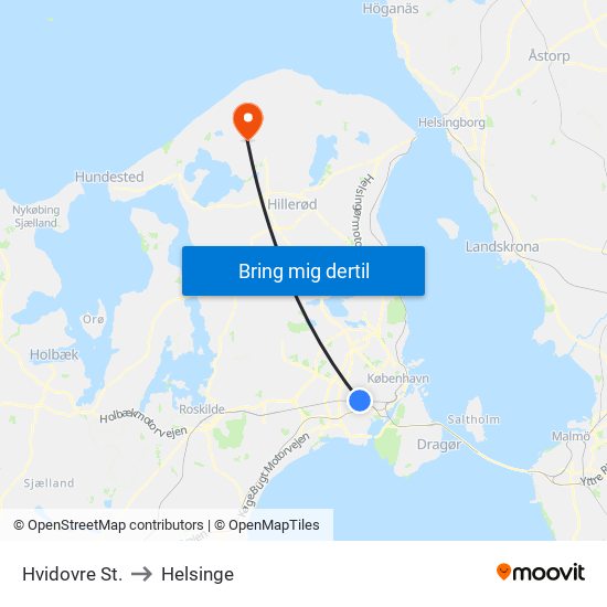 Hvidovre St. to Helsinge map