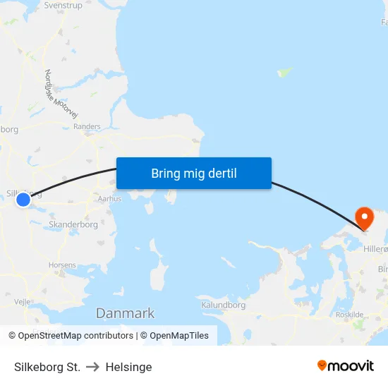 Silkeborg St. to Helsinge map