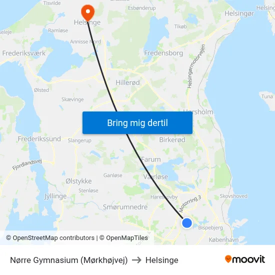 Nørre Gymnasium (Mørkhøjvej) to Helsinge map