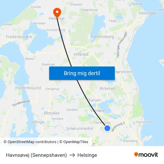 Havnsøvej (Sennepshaven) to Helsinge map