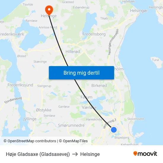 Høje Gladsaxe (Gladsaxevej) to Helsinge map