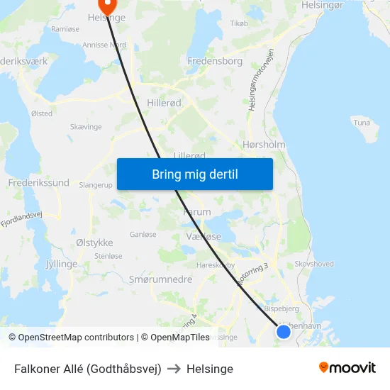Falkoner Allé (Godthåbsvej) to Helsinge map