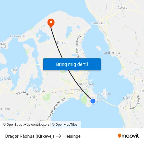 Dragør Rådhus (Kirkevej) to Helsinge map
