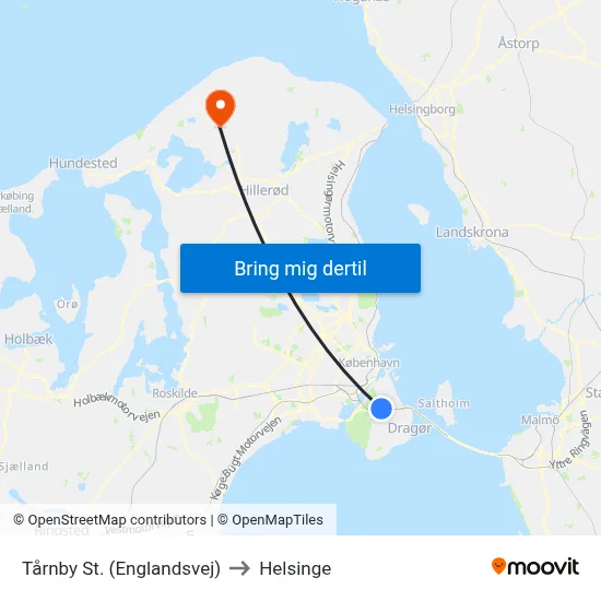 Tårnby St. (Englandsvej) to Helsinge map