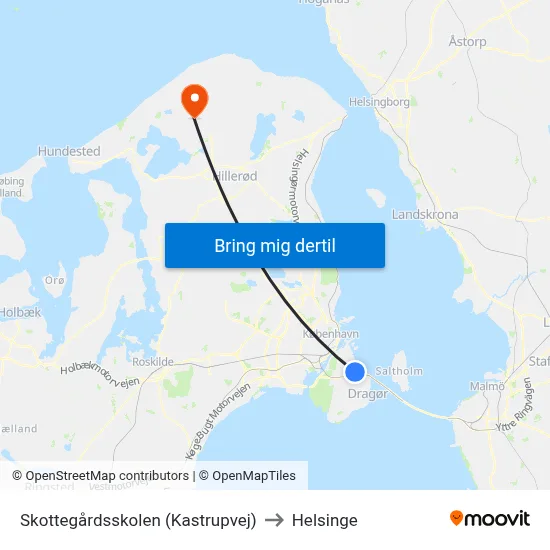 Skottegårdsskolen (Kastrupvej) to Helsinge map