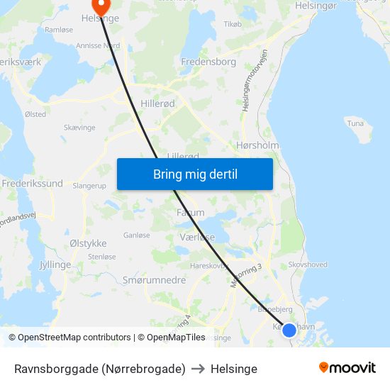 Ravnsborggade (Nørrebrogade) to Helsinge map