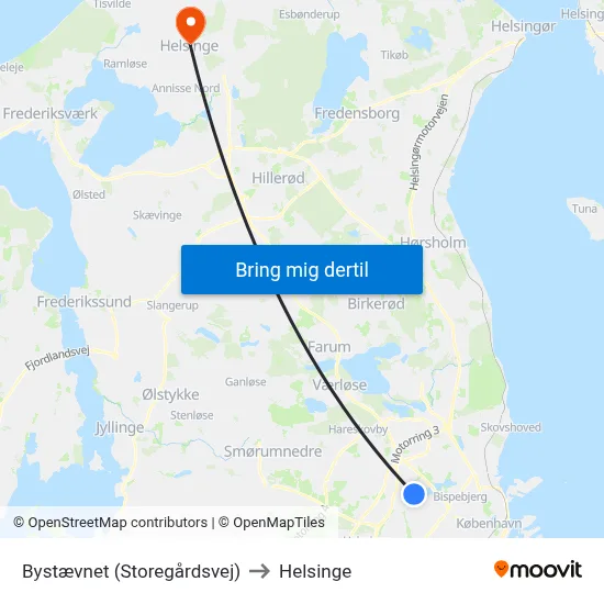 Bystævnet (Storegårdsvej) to Helsinge map