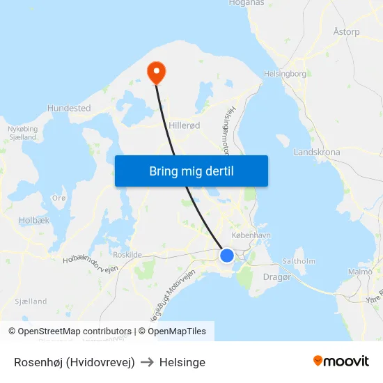 Rosenhøj (Hvidovrevej) to Helsinge map