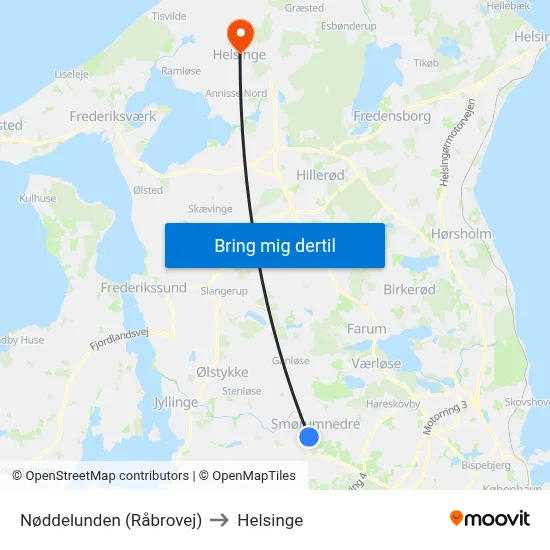 Nøddelunden (Råbrovej) to Helsinge map