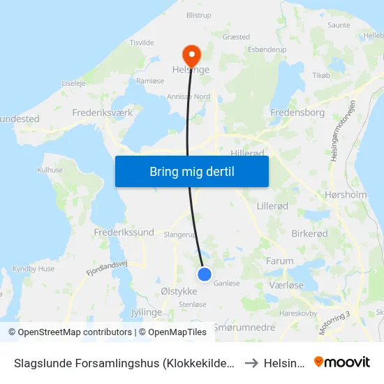 Slagslunde Forsamlingshus (Klokkekildevej) to Helsinge map