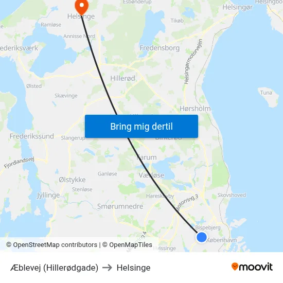 Æblevej (Hillerødgade) to Helsinge map
