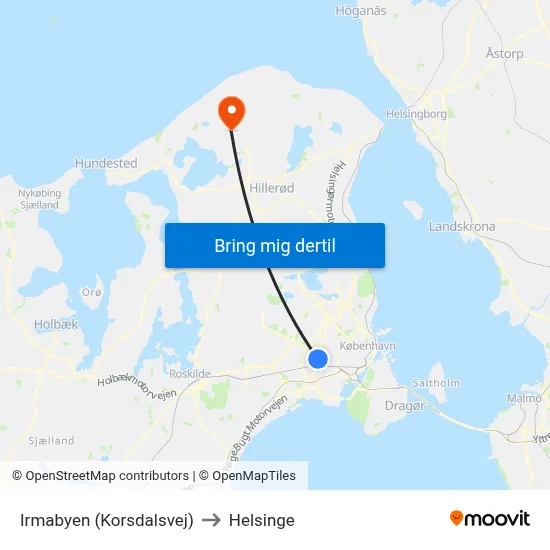 Irmabyen (Korsdalsvej) to Helsinge map