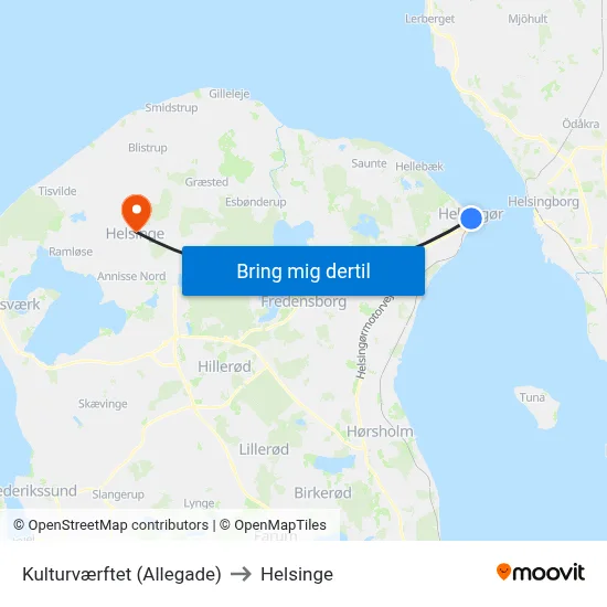 Kulturværftet (Allegade) to Helsinge map