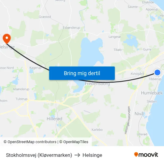 Stokholmsvej (Kløvermarken) to Helsinge map