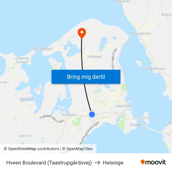 Hveen Boulevard (Taastrupgårdsvej) to Helsinge map