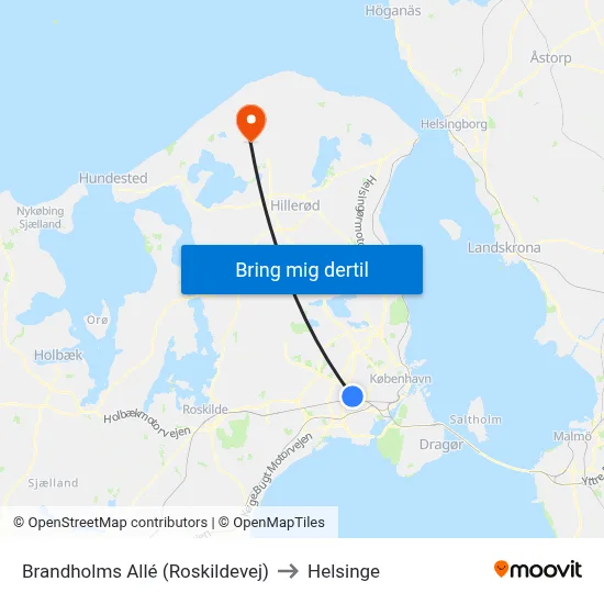 Brandholms Allé (Roskildevej) to Helsinge map