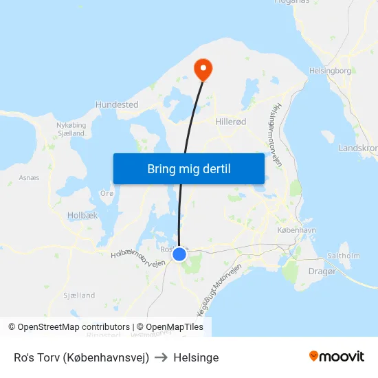 Ro's Torv (Københavnsvej) to Helsinge map