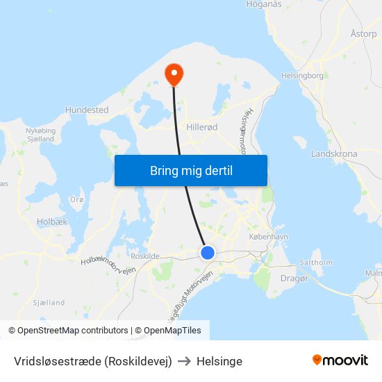 Vridsløsestræde (Roskildevej) to Helsinge map