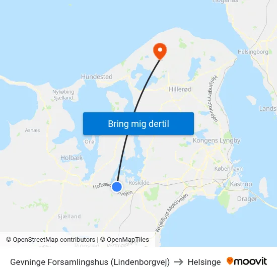 Gevninge Forsamlingshus (Lindenborgvej) to Helsinge map