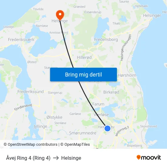 Åvej Ring 4 (Ring 4) to Helsinge map
