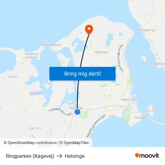 Ringparken (Køgevej) to Helsinge map