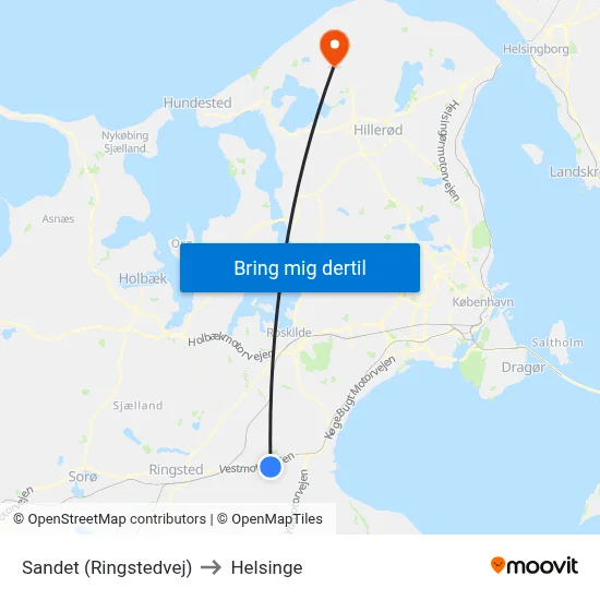 Sandet (Ringstedvej) to Helsinge map