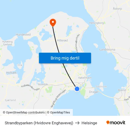 Strandbyparken (Hvidovre Enghavevej) to Helsinge map