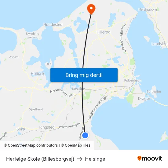 Herfølge Skole (Billesborgvej) to Helsinge map