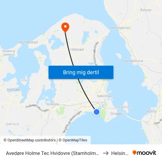 Avedøre Holme Tec Hvidovre (Stamholmen) to Helsinge map