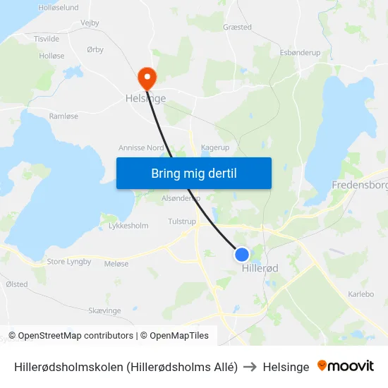 Hillerødsholmskolen (Hillerødsholms Allé) to Helsinge map