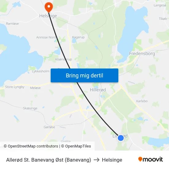Allerød St. Banevang Øst (Banevang) to Helsinge map