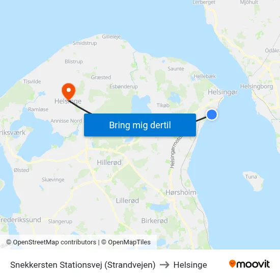 Snekkersten Stationsvej (Strandvejen) to Helsinge map