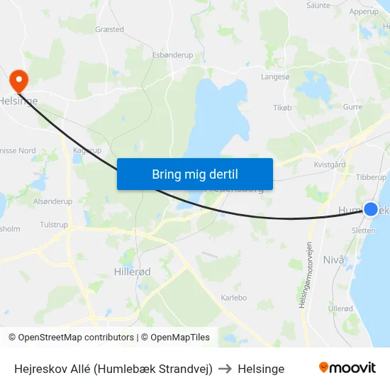 Hejreskov Allé (Humlebæk Strandvej) to Helsinge map