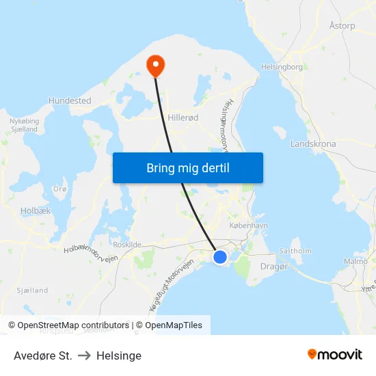 Avedøre St. to Helsinge map