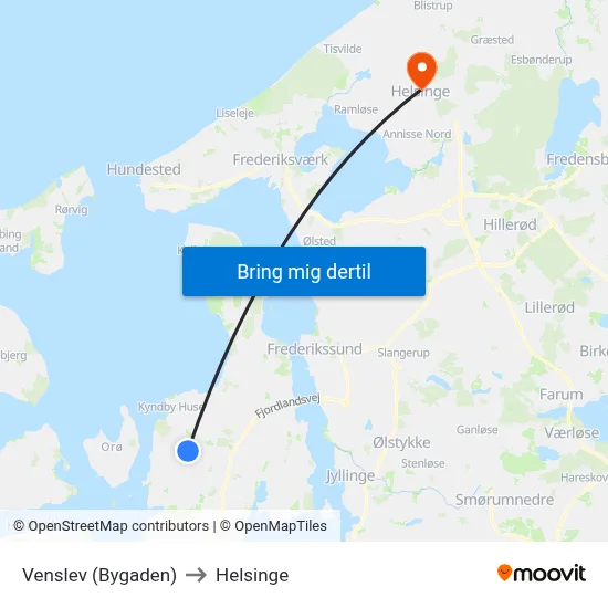 Venslev (Bygaden) to Helsinge map