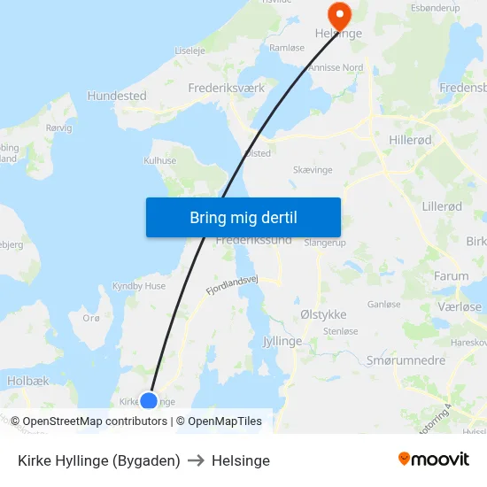 Kirke Hyllinge (Bygaden) to Helsinge map