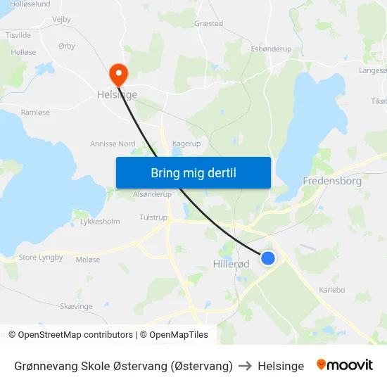 Grønnevang Skole Østervang (Østervang) to Helsinge map