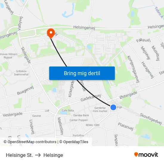 Helsinge St. to Helsinge map