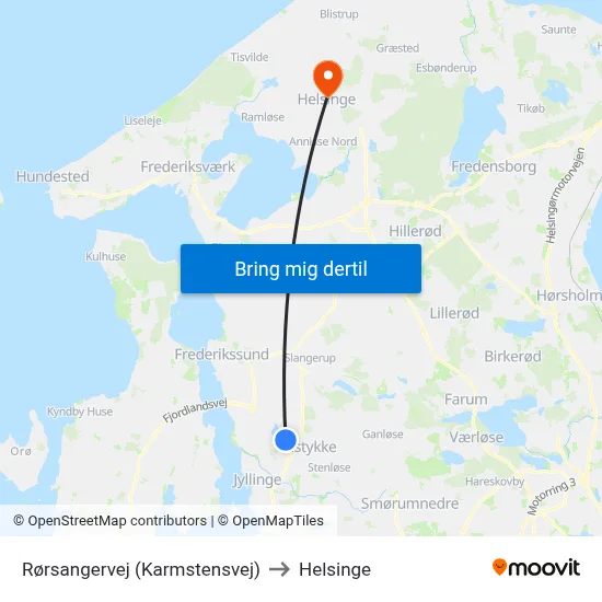 Rørsangervej (Karmstensvej) to Helsinge map