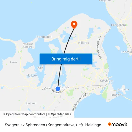 Svogerslev Søbredden (Kongemarksvej) to Helsinge map