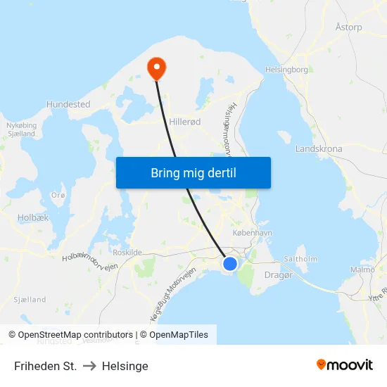 Friheden St. to Helsinge map
