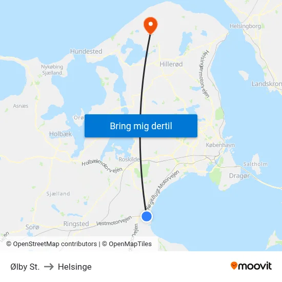 Ølby St. to Helsinge map