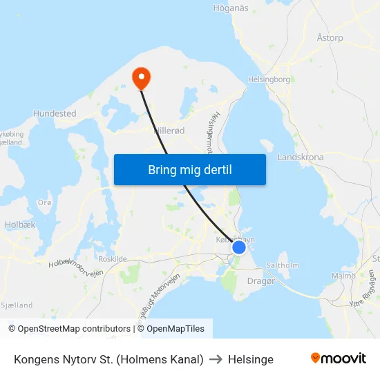 Kongens Nytorv St. (Holmens Kanal) to Helsinge map